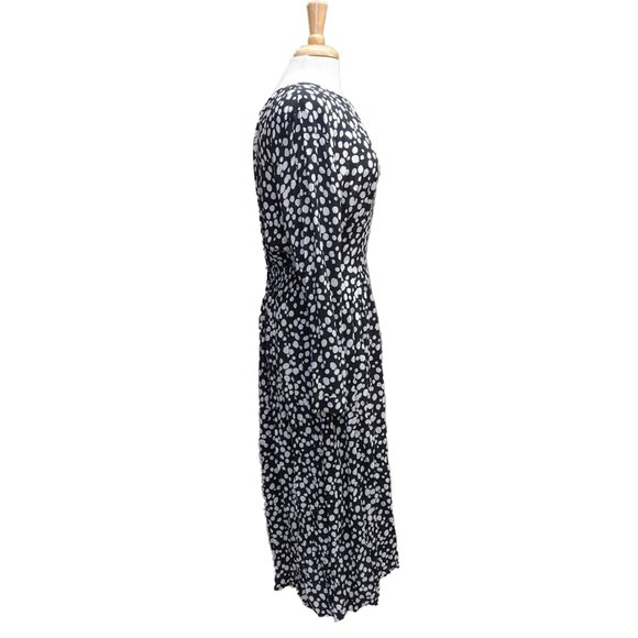 ZARA Black & White Printed Maxi Dress w/ Long Sleeves and Smocked Waist - Picture 6 of 8